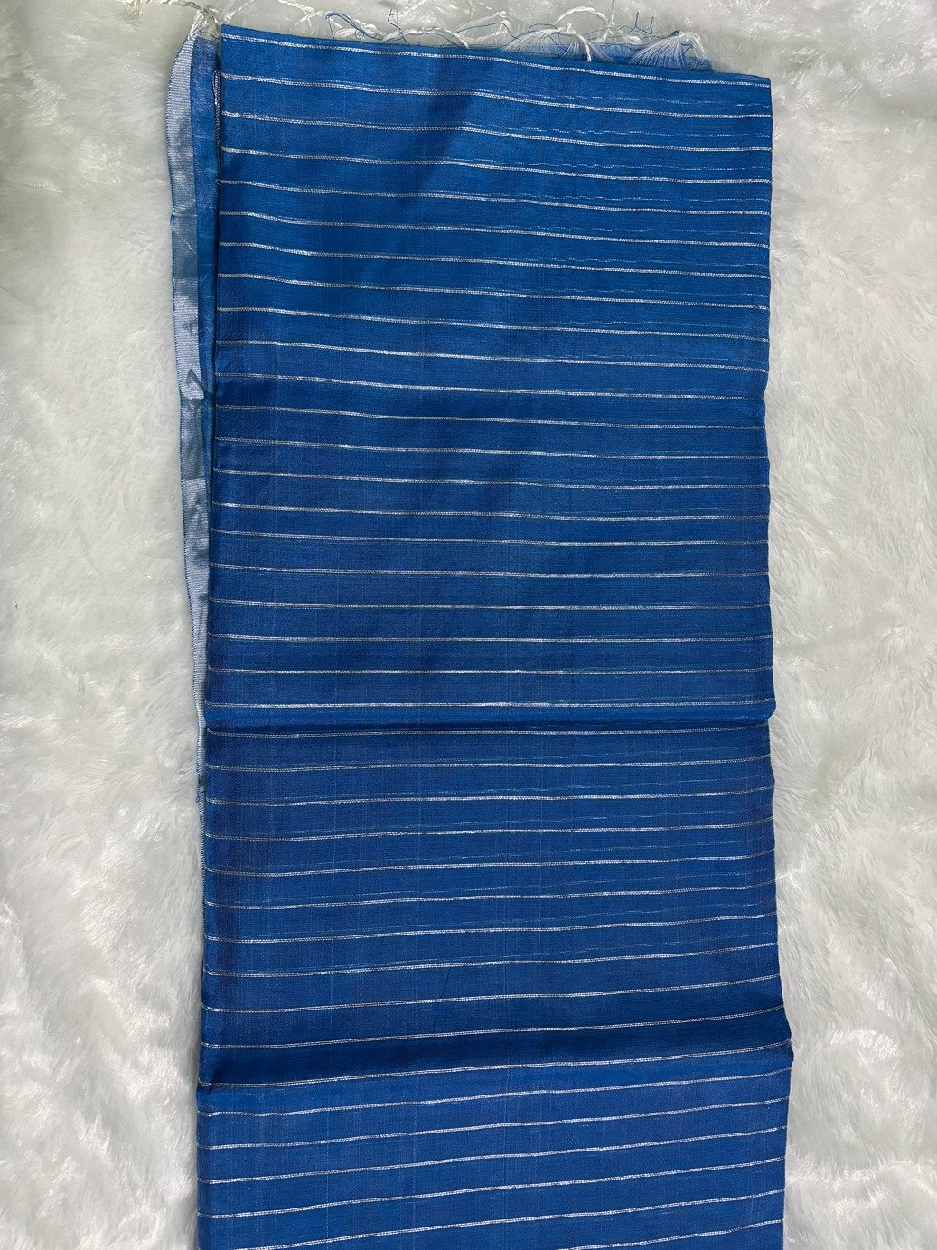 Blue Silver Zari Linen Silk Saree